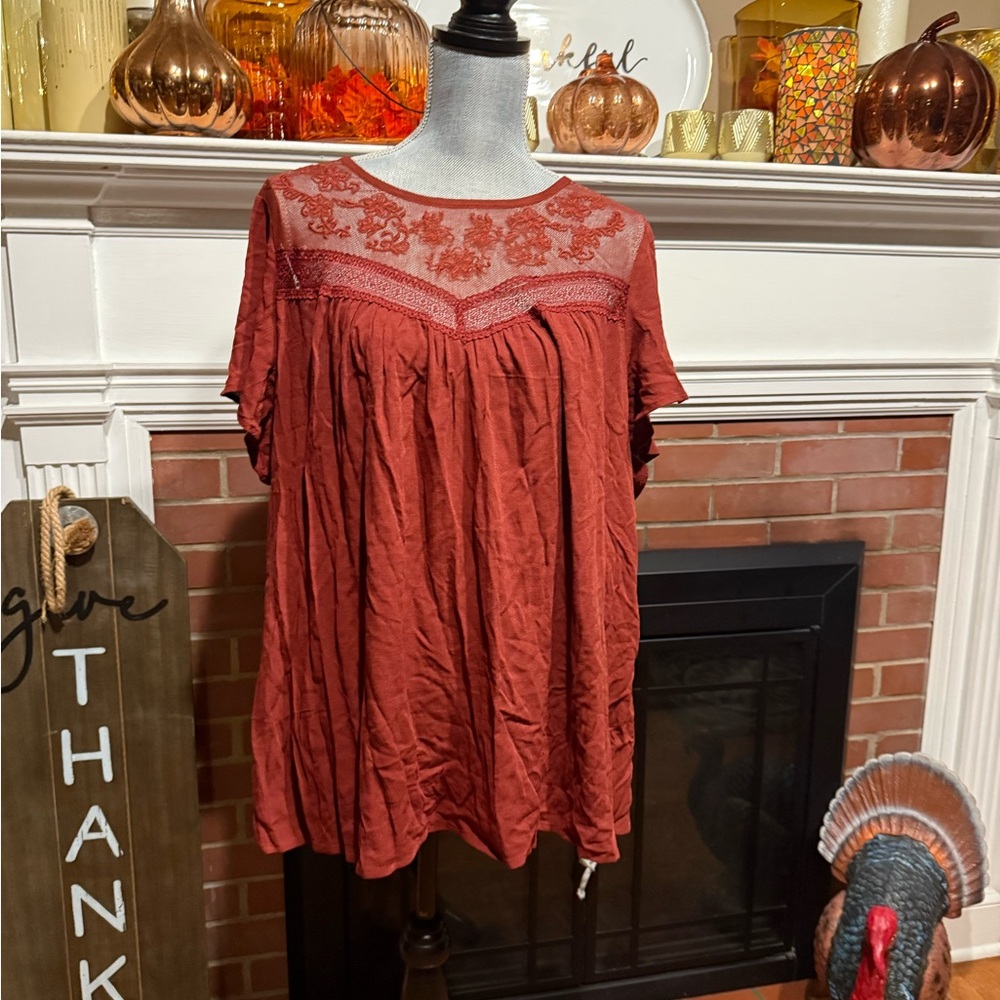 Torrid Terracotta Lace Blouse